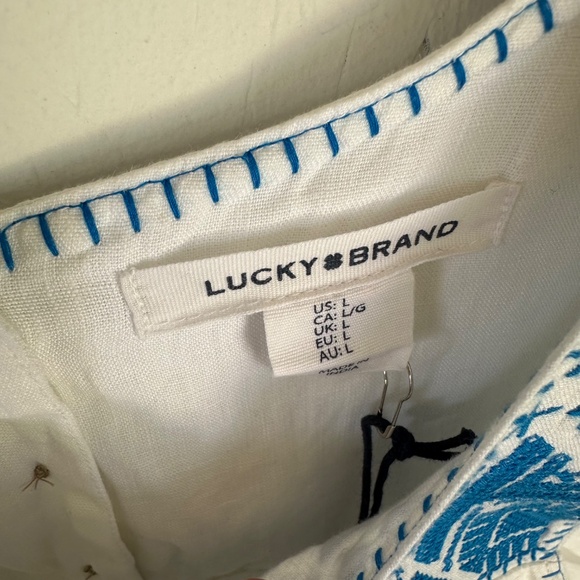 Lucky Brand Boho Linen Blend Dress Large - Picture 12 of 16